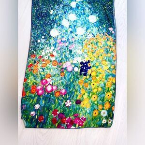 Vintage Gustav Klimpt flower garden  scarf brilliant rectangle polyester